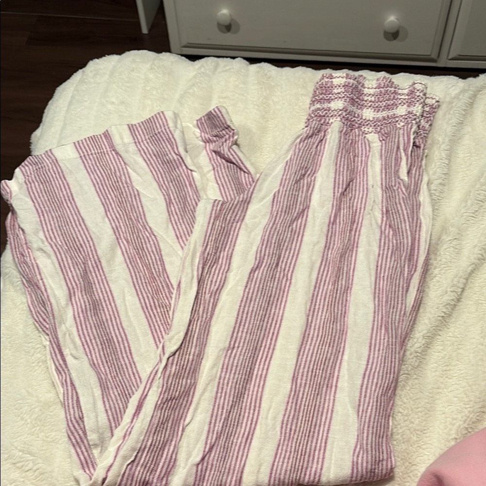 Pink and White Striped Pants